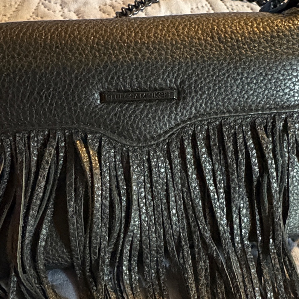 Rebecca Minkoff black Leather Fringe Crossbody Bag